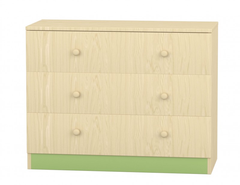 Flóra alacsony szekrény VII. 3 fiókos, juhar - zöld