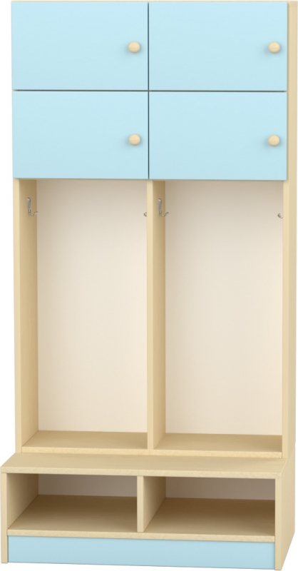 Flóra magas gyermeköltöző 4 személyes - 2 fakkos - 4 ajtós -polcos cipőtartóval