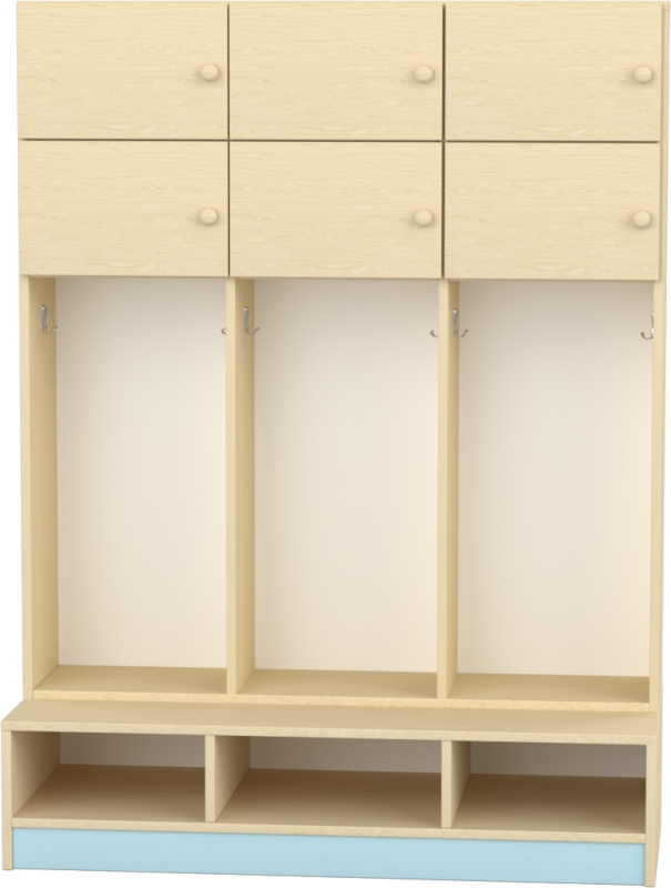 Flóra magas gyermeköltöző 6 személyes - 3 fakkos - 6 ajtós -polcos cipőtartóval