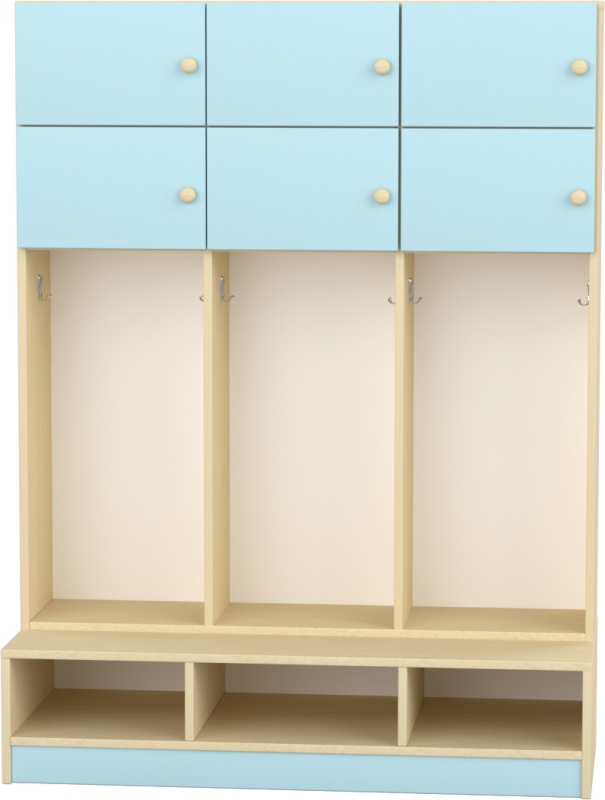 Flóra magas gyermeköltöző 6 személyes - 3 fakkos - 6 ajtós -polcos cipőtartóval