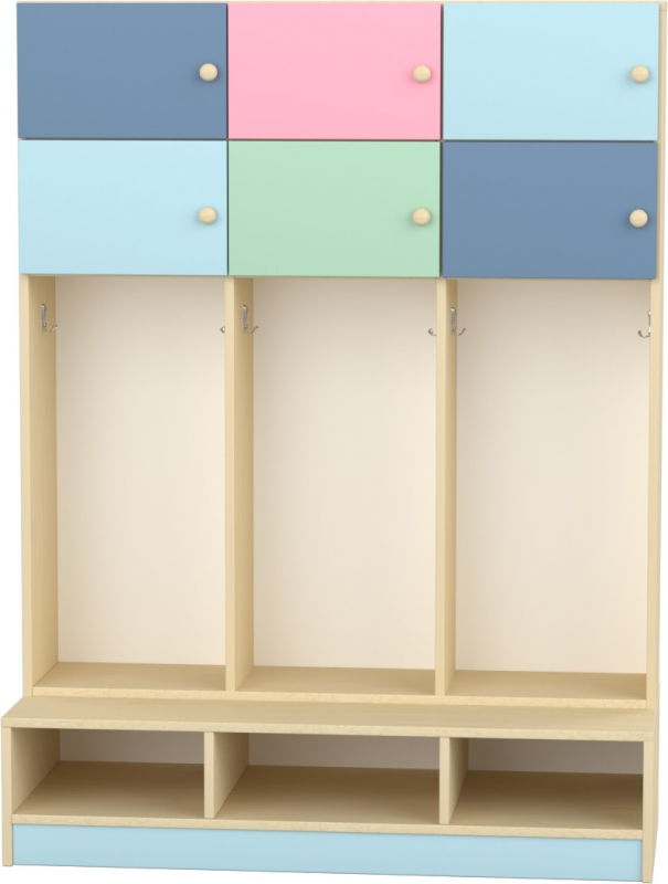 Flóra magas gyermeköltöző 6 személyes - 3 fakkos - 6 ajtós -polcos cipőtartóval