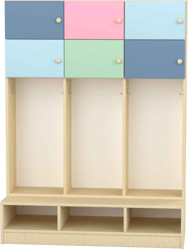 Flóra magas gyermeköltöző 6 személyes - 3 fakkos - 6 ajtós - polcos cipőtartóval
