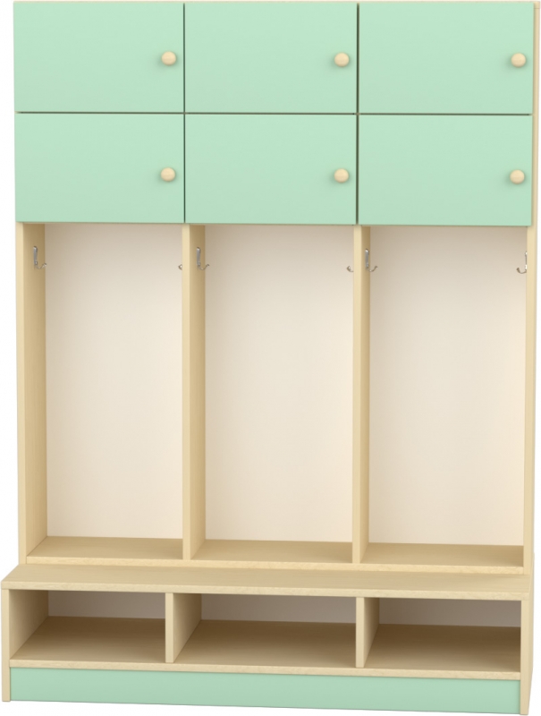 Flóra magas gyermeköltöző 6 személyes - 3 fakkos - 6 ajtós -polcos cipőtartóval