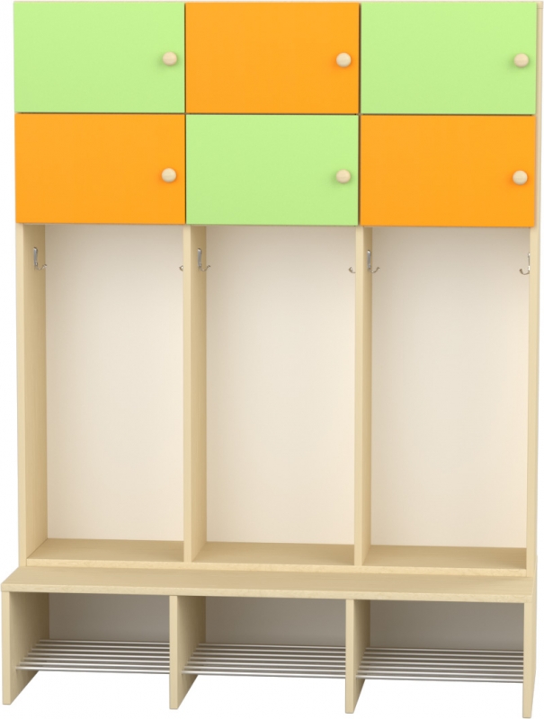 Flóra magas gyermeköltöző 6 személyes - 3 fakkos - 6 ajtós - rácsos cipőtartóval