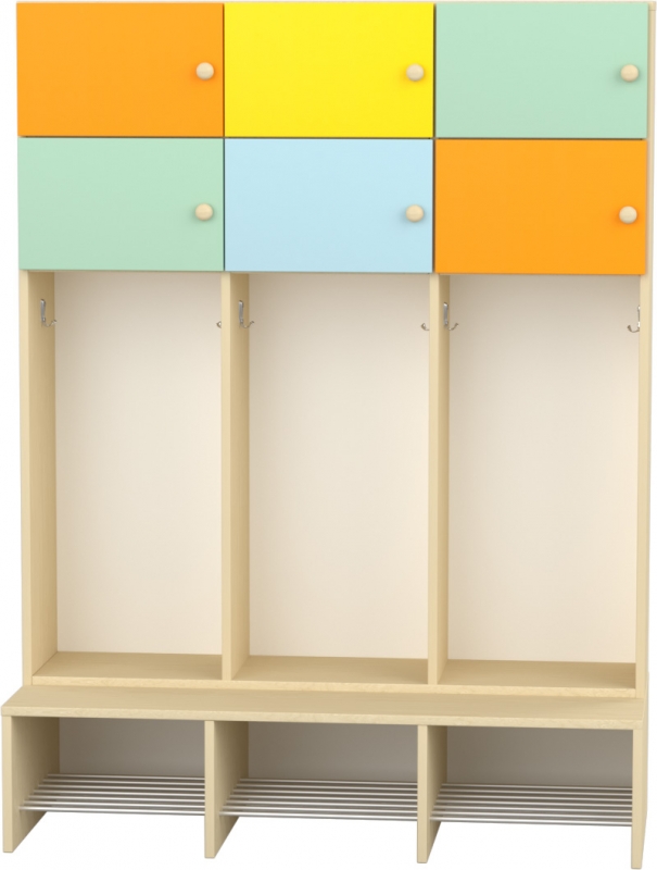 Flóra magas gyermeköltöző 6 személyes - 3 fakkos - 6 ajtós - rácsos cipőtartóval