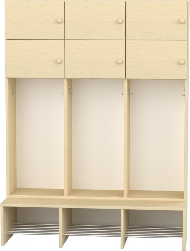 Flóra magas gyermeköltöző 6 személyes - 3 fakkos - 6 ajtós - rácsos cipőtartóval