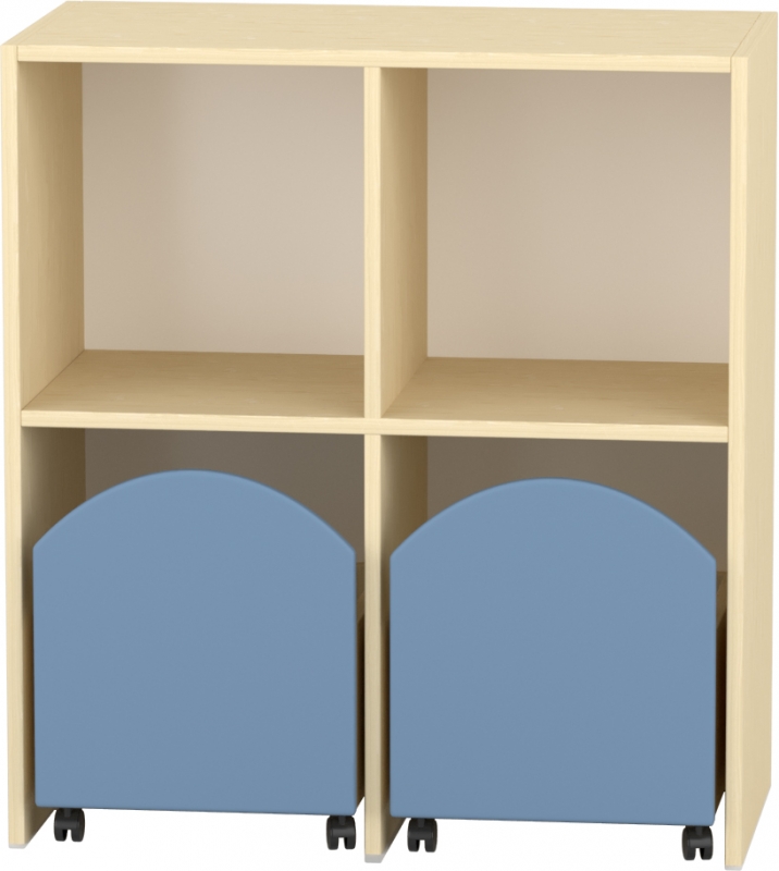 Komfort szekrény II. - gurulós acélkék tárolókkal