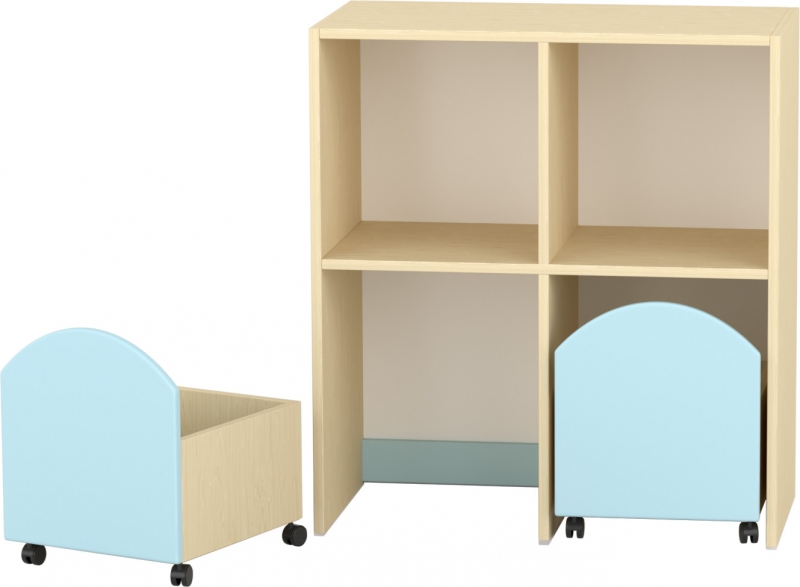 Komfort szekrény II. - gurulós pasztellkék tárolókkal
