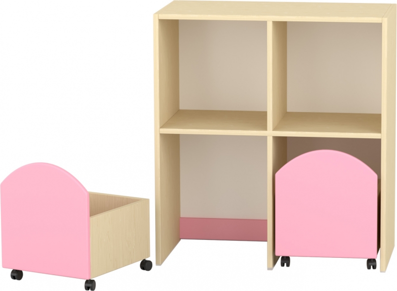 Komfort szekrény II. - gurulós pasztellrózsaszín tárolókkal