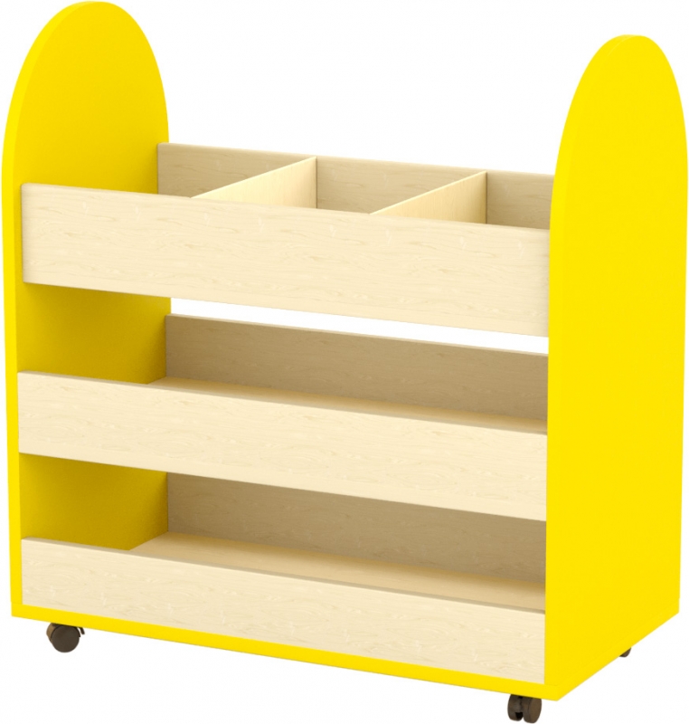 Gurulós eszköztároló – térelválasztó 3 fakkos sárga