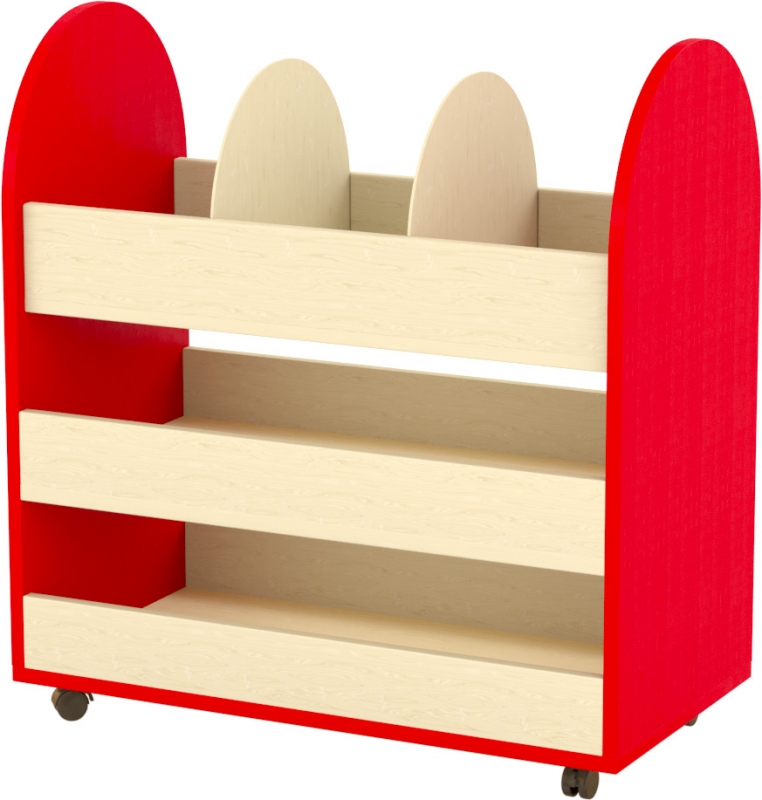 Gurulós eszköztároló – térelválasztó - könyvtartós piros
