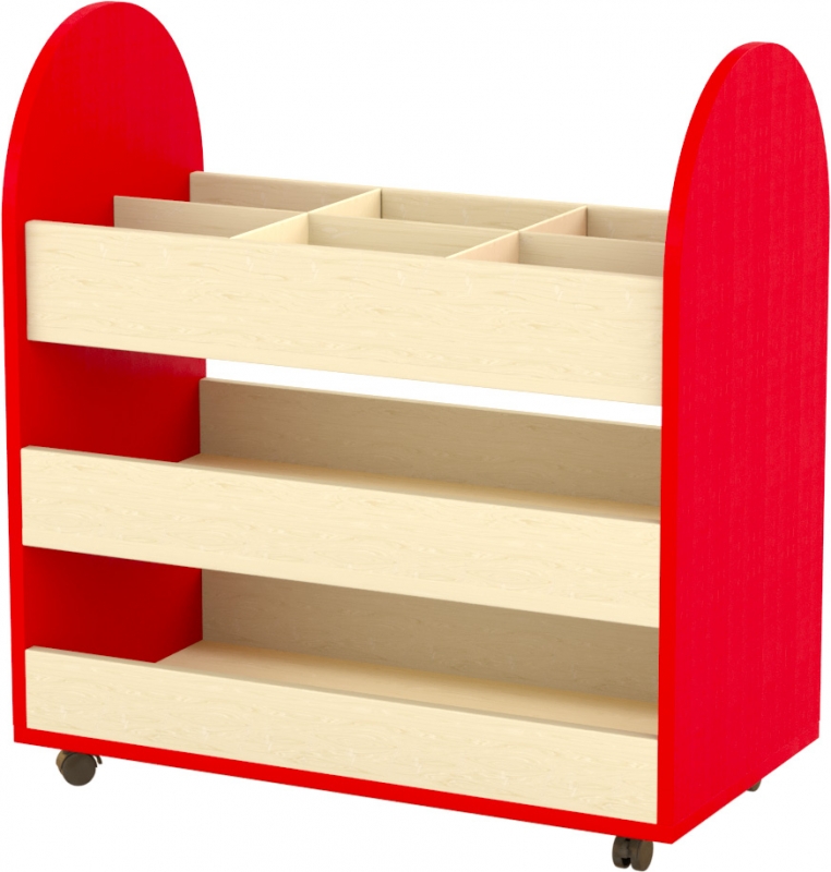 Gurulós eszköztároló – térelválasztó - 6 fakkos piros