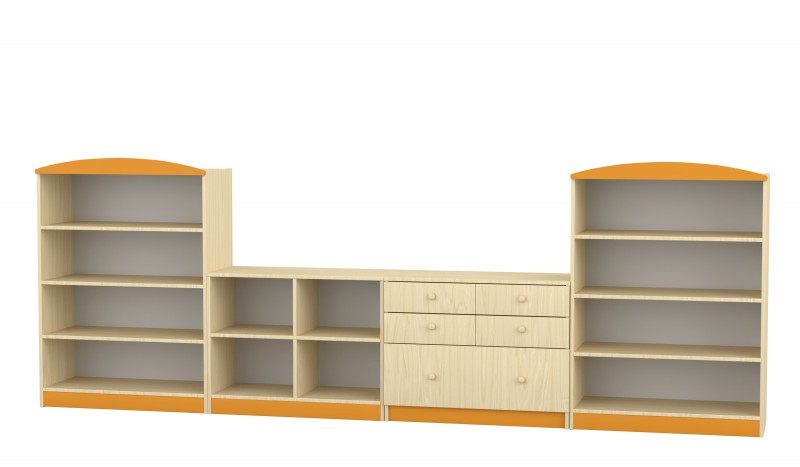 Flóra alacsony szekrénysor - narancs díszítéssel