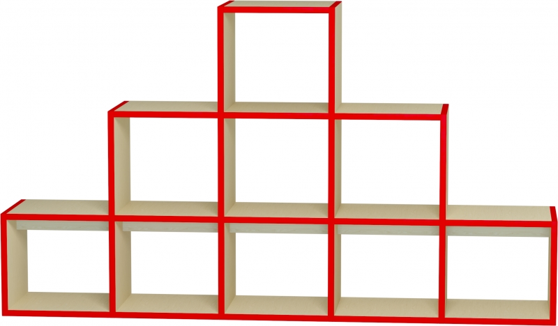 Térelválasztó piramis - 150x30x90 cm, juhar alap - piros élzárás