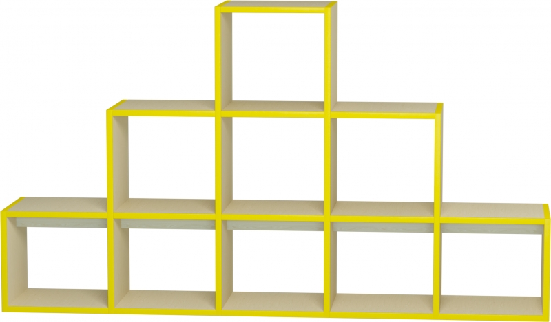 Térelválasztó piramis - 150x30x90 cm, juhar alap - sárga élzárás