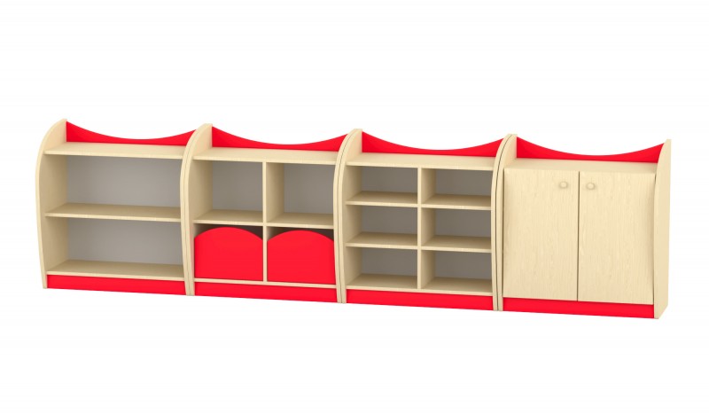 Marci szekrénysor, juhar - piros I.