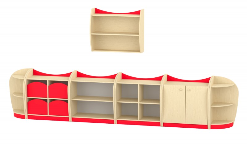 Marci szekrénysor, juhar - piros V.