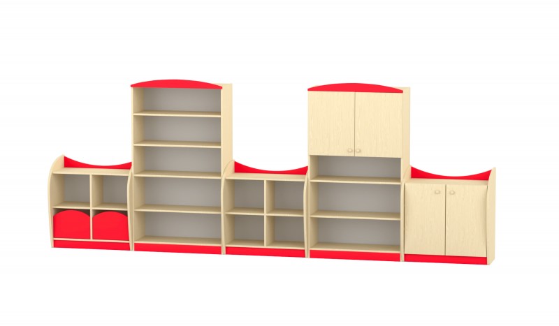 Marci szekrénysor, juhar - piros XII.