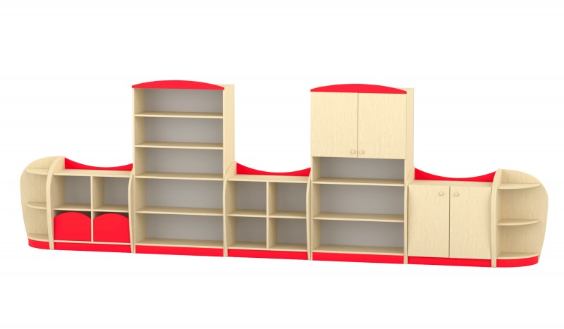 Marci szekrénysor, juhar - piros XIII.