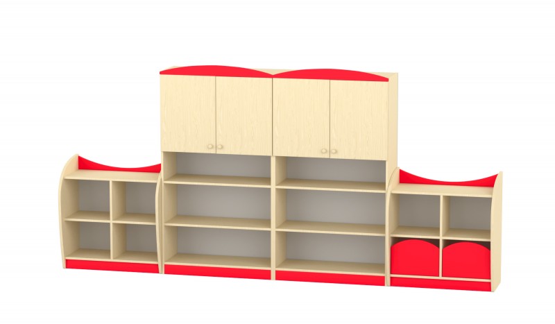 Marci szekrénysor, juhar - piros XIV.