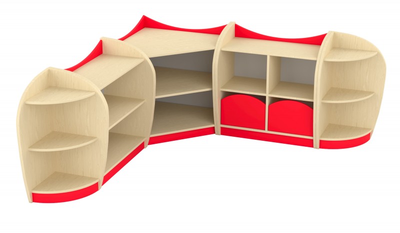 Marci sarokszekrénysor, juhar - piros VIII.