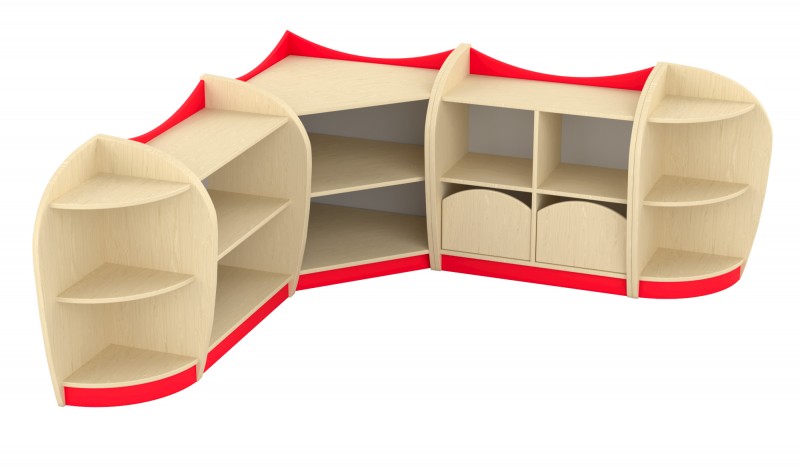 Marci sarokszekrénysor, juhar - piros VIII.