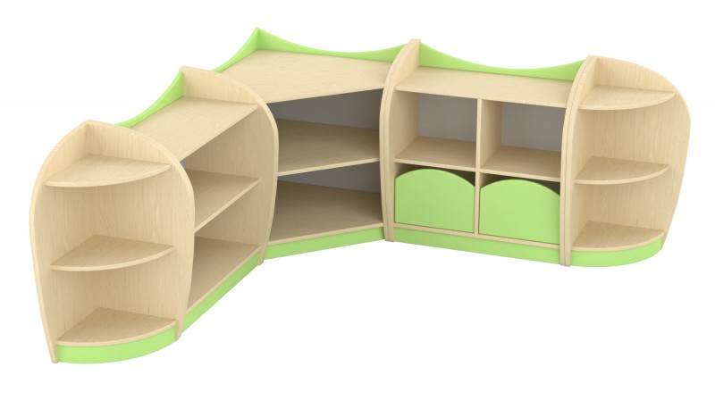 Marci sarokszekrénysor, juhar - zöld VIII.