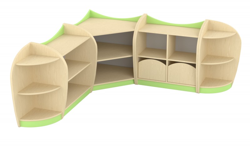 Marci sarokszekrénysor, juhar - zöld VIII.