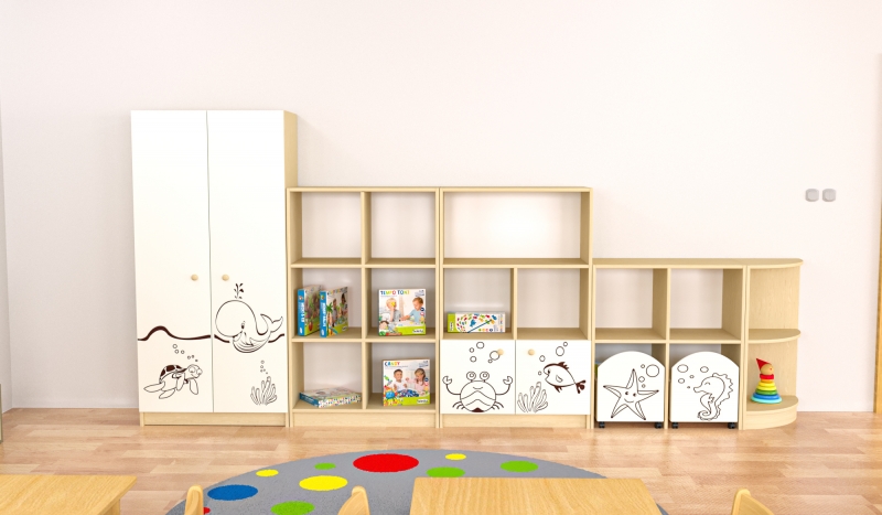 Sziluett Vízivilág szekrénysor - fehér - juhar