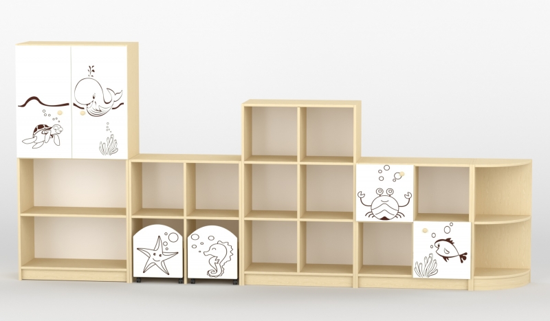 Sziluett Vízivilág szekrénysor - fehér - juhar