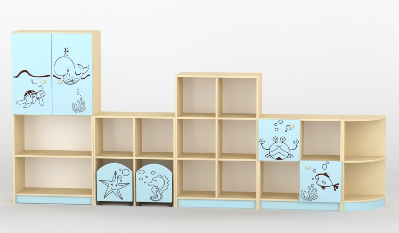 Sziluett Vízivilág szekrénysor - pasztellkék
