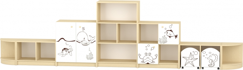 Sziluett Vízivilág szekrénysor - fehér - juhar