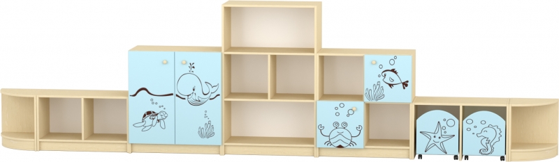 Sziluett Vízivilág szekrénysor - pasztellkék - juhar