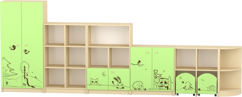 Sziluett Meserét szekrénysor - zöld-juhar