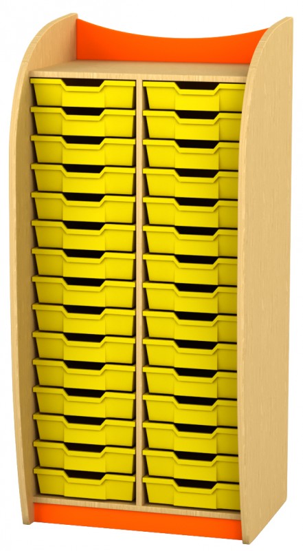 Marci szekrény II. - 30 tálcás, juhar - narancs