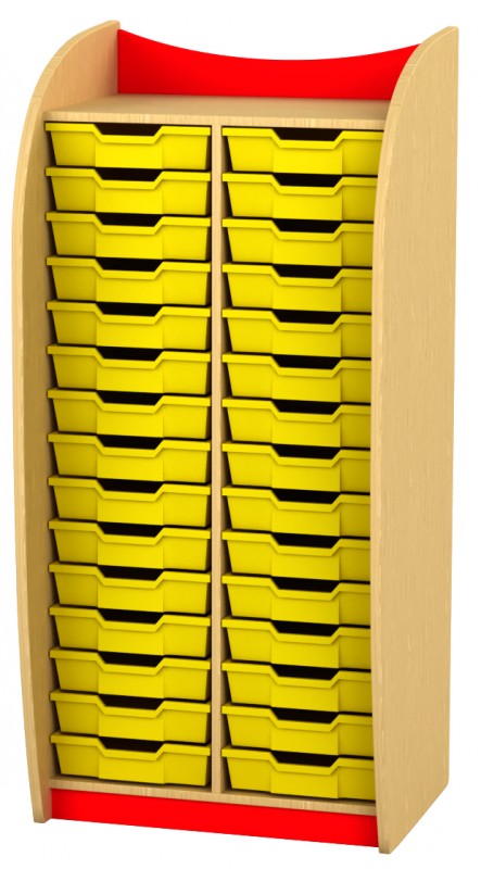 Marci szekrény II. - 30 tálcás, juhar - piros