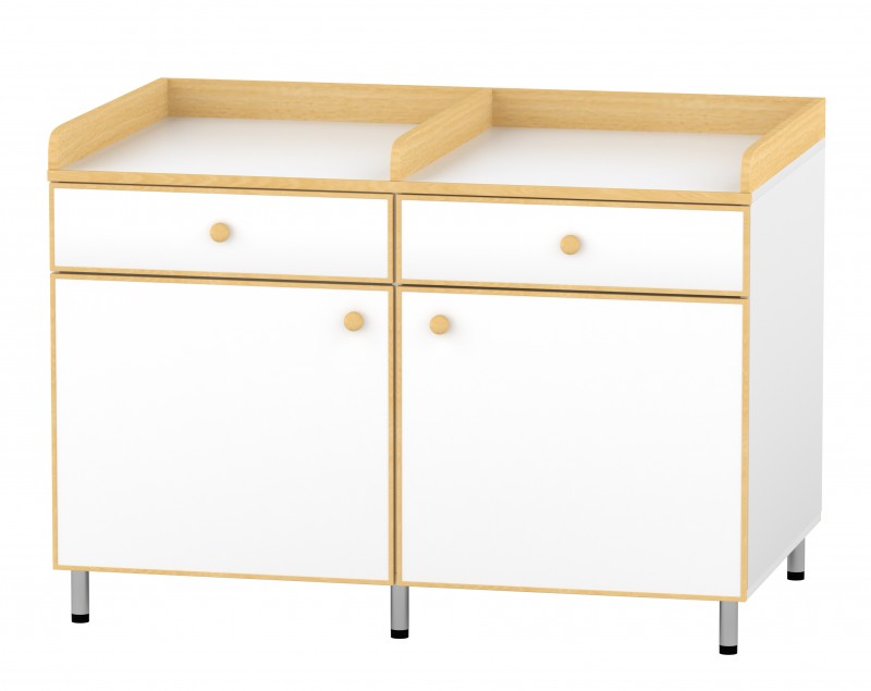 Pelenkázószekrény II. CIBO 120x70x85+8 cm 2 fiókos, 2 ajtós, szivacs nélkül