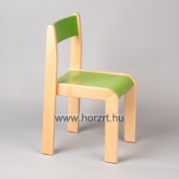 Lili szék, ovis méret, 34 cm magas, pácolt zöld támlával és ülőkével, rakásolható