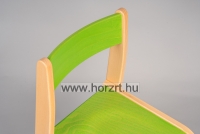 Lili szék, ovis méret, 34 cm magas, pácolt zöld támlával és ülőkével, rakásolható